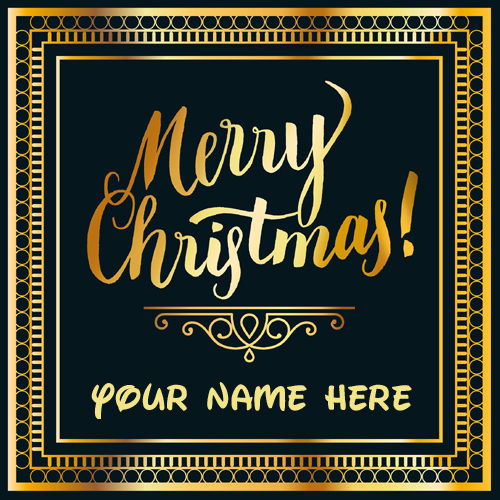 Merry Christmas Golden Black Frame With Your Name