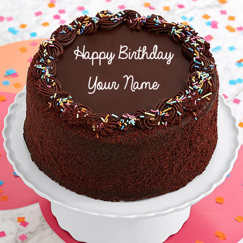 Three Layer Chocolate Happy Birthday Cake With Name