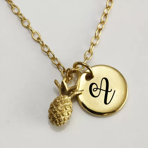 Write Name on Womens Stainless Steel Pineapple Necklace