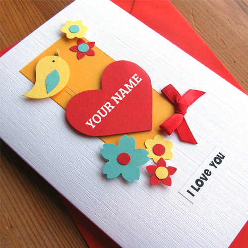 Write Name on Handmade I Love You Card For Boyfriend