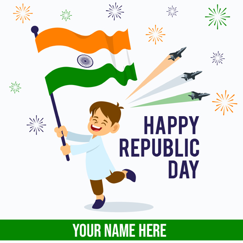 Republic Day 26th Jan Flag Hoisting Greeting With Name