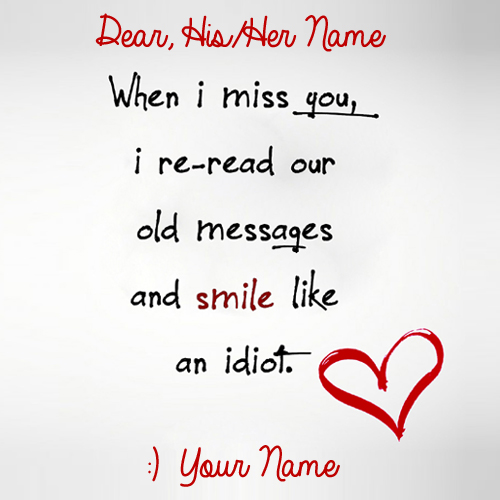 Write Name on Cute Miss You Handwritten Love Note