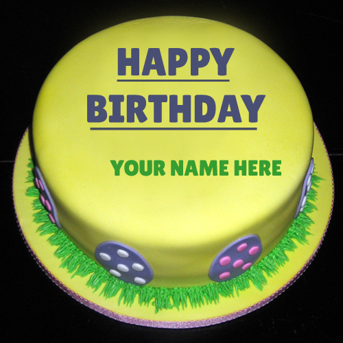 Wish Happy Birthday On Yellow Cake With Namepix