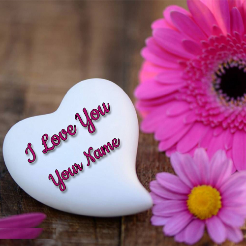 Print Name on Stone Heart Romantic Whatsapp Profile Pic