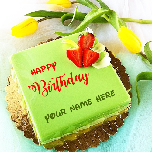 Write Name on Mirror Glazed Lime Buttercream Cake Pics