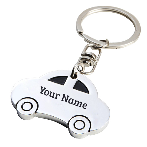 Write Name on Car Shape Laser Engraved Metal Keyring
