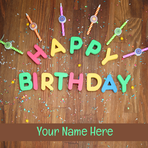 Happy Birthday Decoration Greeting Card With Your Name