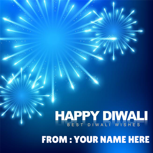 Write Name on Diwali Celebration Fireworks Greetings