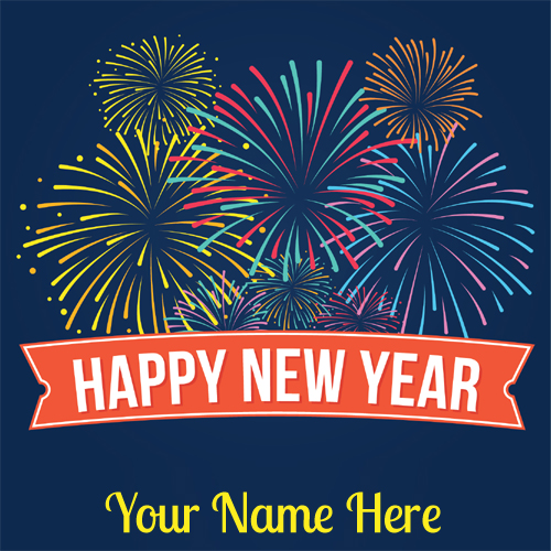 Happy New Year 2018 Fireworks Greeting Card With Name