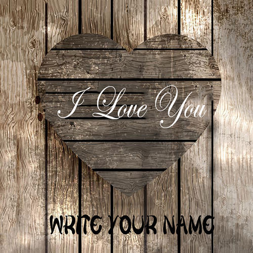 Write Your Name On Heart Shape In Wood.