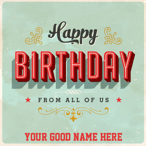 Happy Birthday Vintage 3D Text Greeting With Your Name