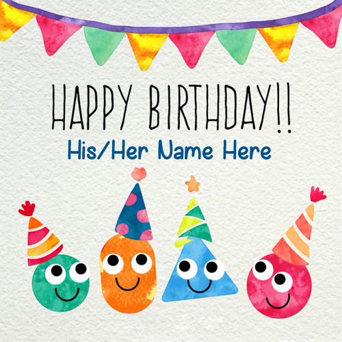 Happy Birthday Smiley Watercolor Greeting With Name