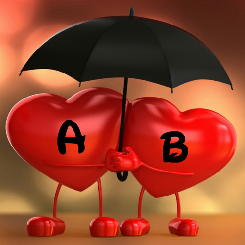 Love Couple Red Heart Romantic Greeting With Alphabet