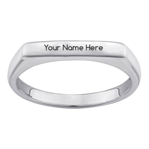 Write Name on Sterling Engraved Rectangular Ring