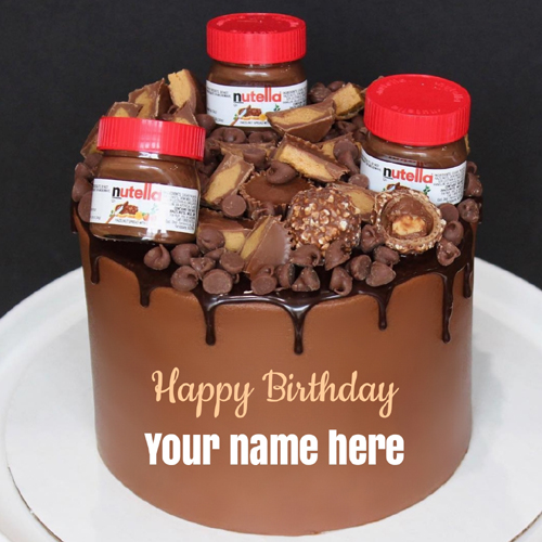 Write Name on Nutella Chocolate Birthday Cake Greeting