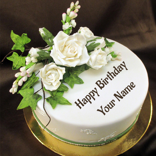 Happy Birthday Sugar Flower Awesome Cake With Name