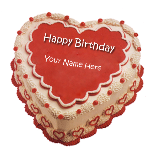 Happy Birthday Wishes Caramel Heart Cake With Your Name