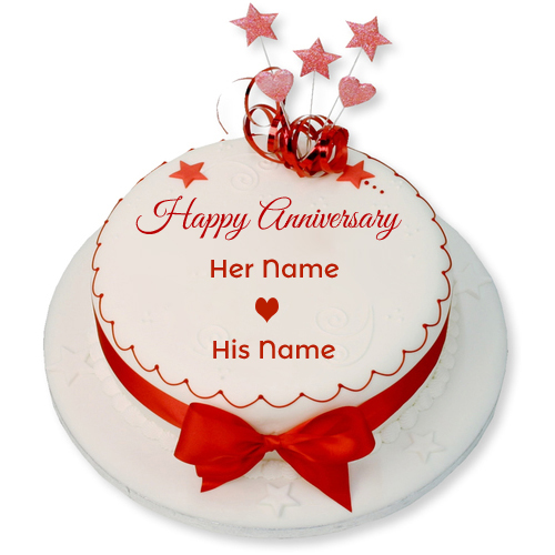 Happy Anniversary Love Couple Cake With Your Name