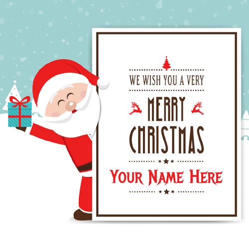 Merry Christmas Smiling Santa Greeting With Your Name