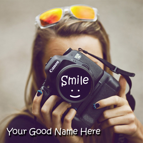 Write Name on Cute Girl Capturing Love Whatsapp Photo