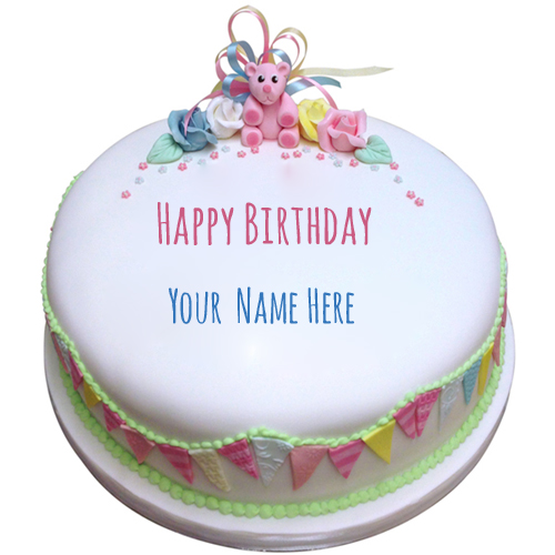 Round Cake For First Birthday Wishes With Your Name