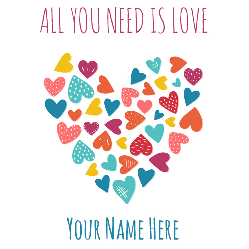 Heart Made of Little Hearts Love Greeting With Name