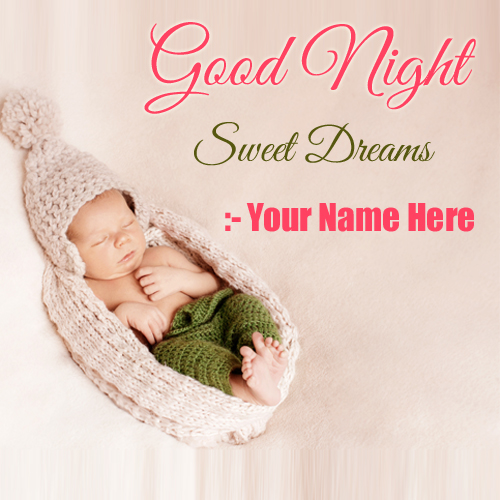 Good Night Cute Sleeping Baby Greeting Card With Name