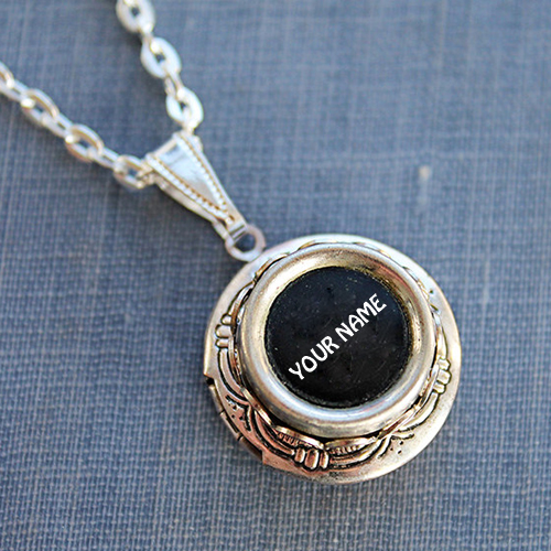 Vintage Typewriter Key Locket Necklace With Your Name