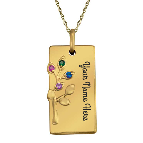 Sterling Simulated Birthstone Legacy Pendant With Name