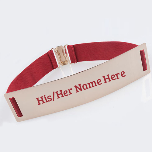 Genuine Leather Golden Diamond Mirror Belt With Name