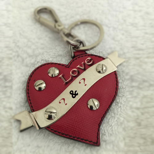 Write Your Name first Letter On Red Leather Keychain