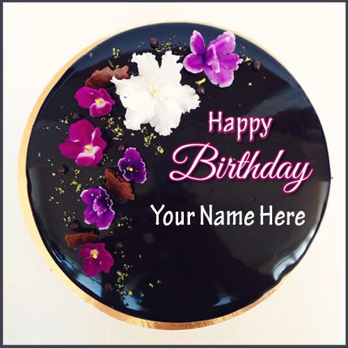 Dark Chocolate Almond Sponge Birthday Cake With Name