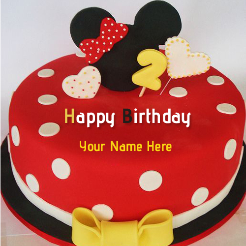 Write Name on Happy Birthday Minnie Mouse Cake