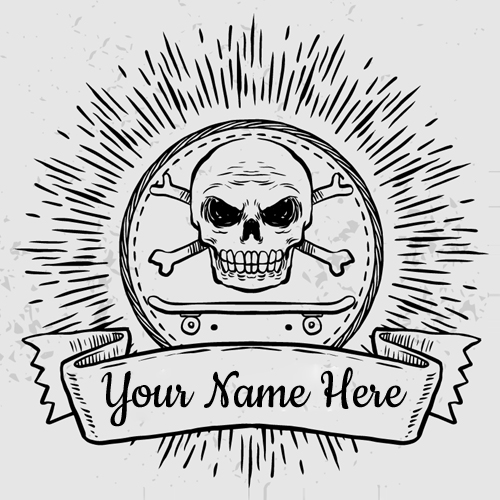 Skate Badges in Tattoo Style Whatsapp DP With Your Name