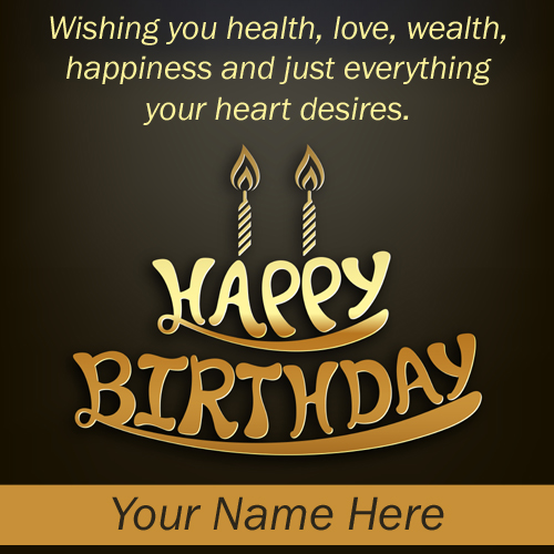 Golden Calligraphy Greeting Card For Birthday With Name
