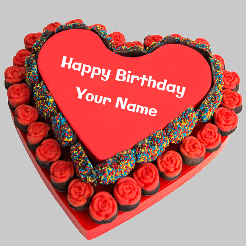 Beautiful Birthday Wishes Red Rose Cake With Name