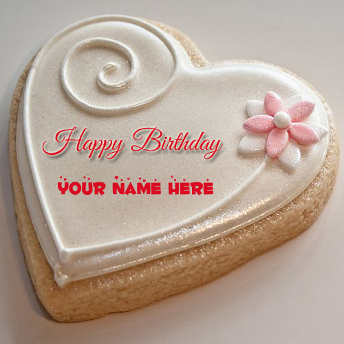 Happy Birthday Decorated Heart Cookies Cake With Name