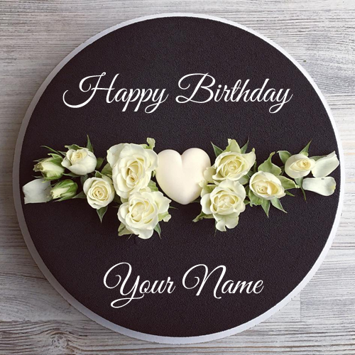 Black Dark Chocolate Birthday Wishes Cake Pic With Name