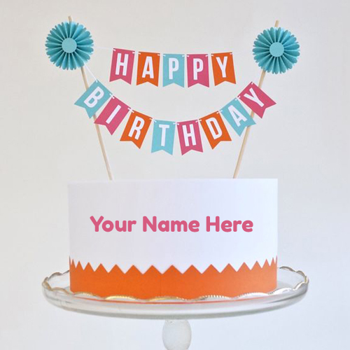Beautiful HBD Wishes Designer Cake Image With Your Name