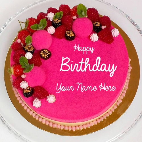 Write Name on Cake With Delicious Berries Decoration