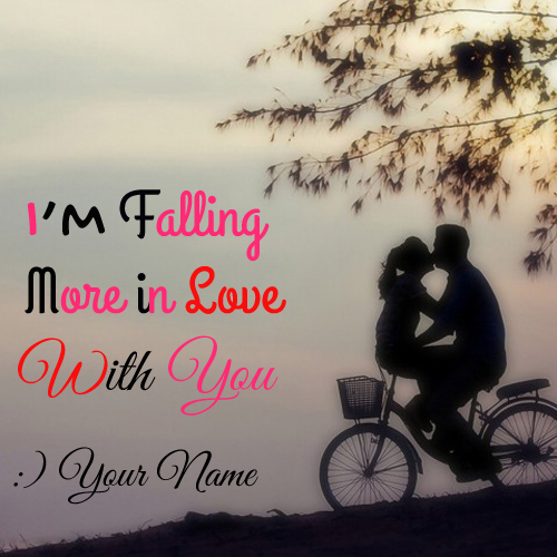 Write Name on Cute Couple Falling in Love Greeting