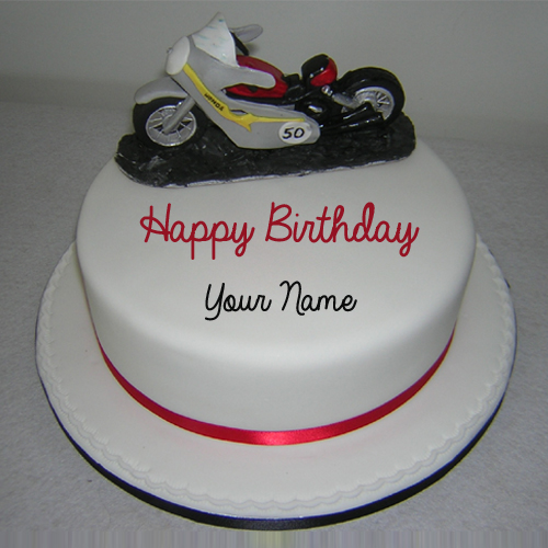 Write Name on Red Honda Sports Bike Birthday Cake
