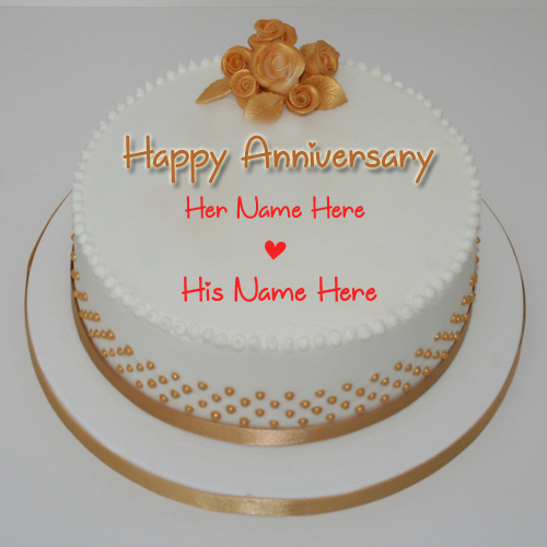 Write Name on Royal iced Golden Wedding Fruit Cake