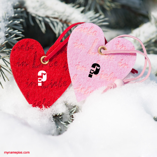Write Your Alphabet On Couple Hearted Shape Online.