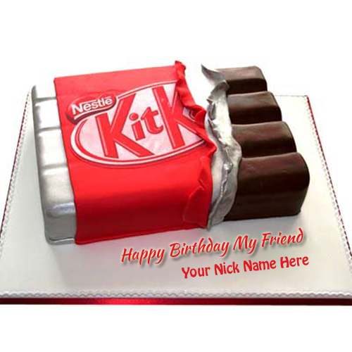 Write Name on KitKat Chocolate Birthday Wishes Cake
