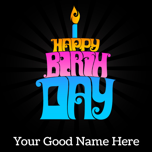 Cake Shape Happy Birthday Designer Greeting With Name
