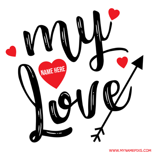 Write Name on Red Heart Love Card For Whatsapp Status