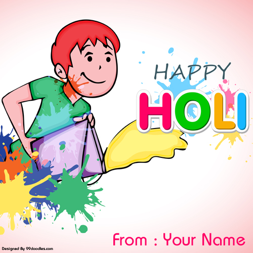 Happy Holi Wishes Colorful Greeting With Your Name