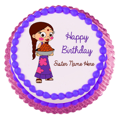Write Name on Happy Birthday Photo Cake For Sister