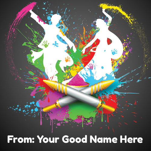 Write Your Name on Holi Celebration Greetings Online